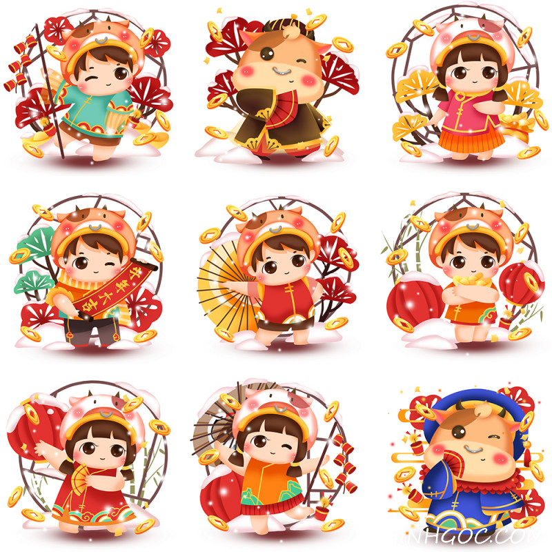 Hình ảnh Trâu hoạt hình chào năm mới Kỷ Sửu 2021 - T2854 - P2