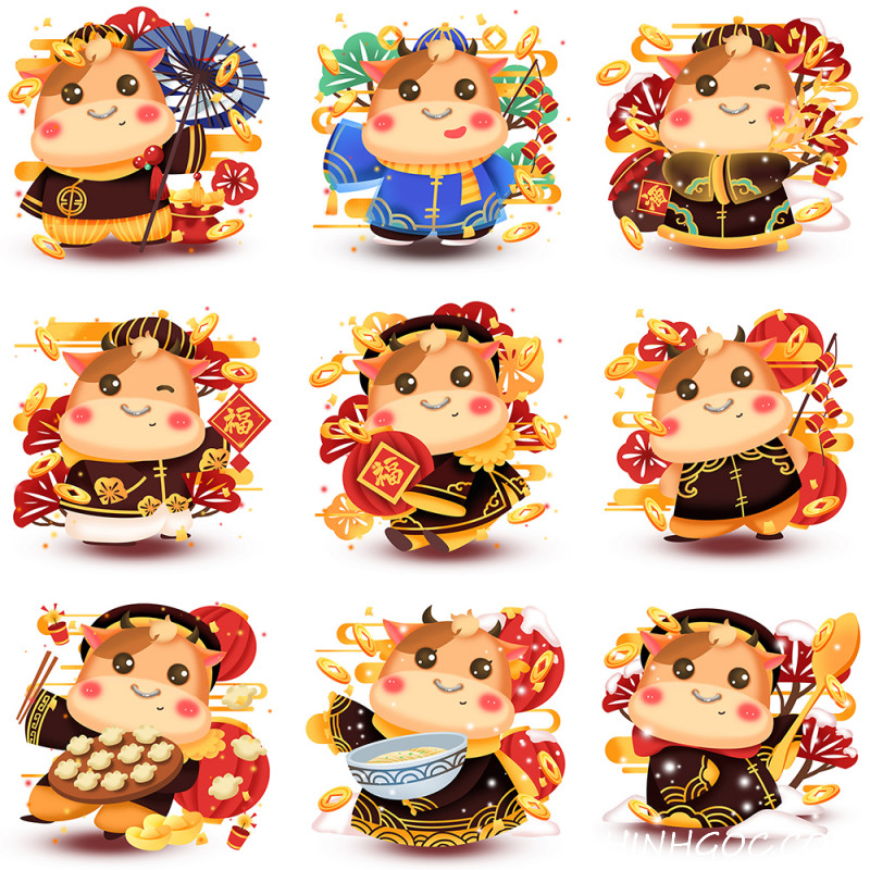 Hình ảnh Trâu hoạt hình chào năm mới Kỷ Sửu 2021 - T5581 - P3