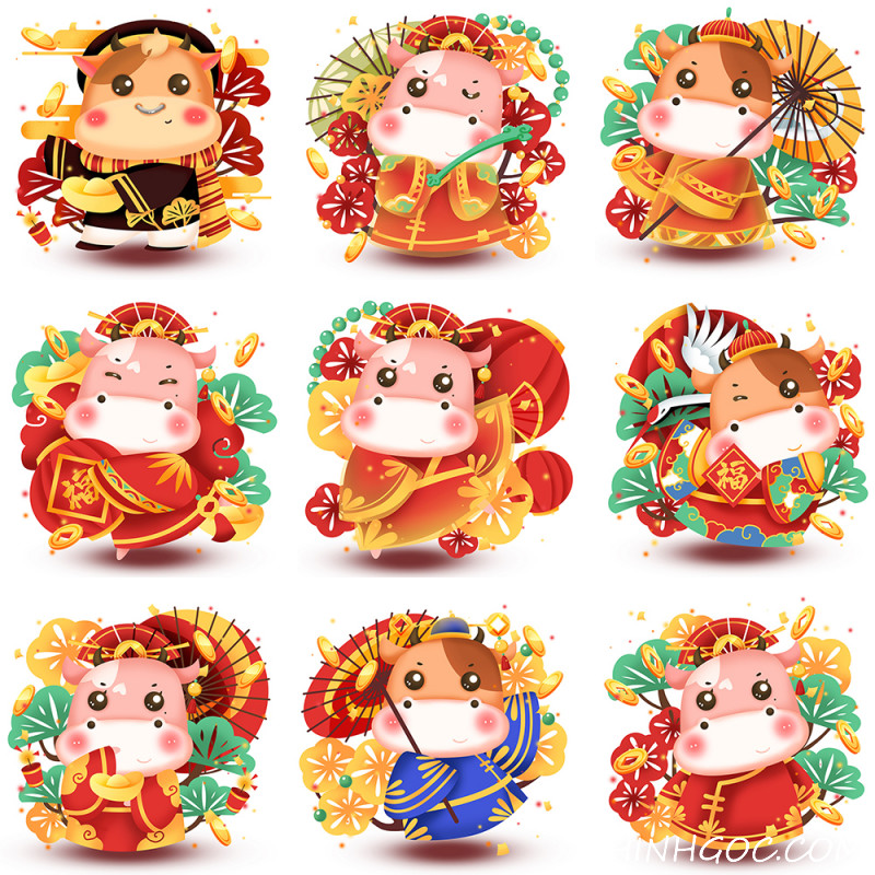 Hình ảnh Trâu hoạt hình chào năm mới Kỷ Sửu 2021 - T5581 - P3