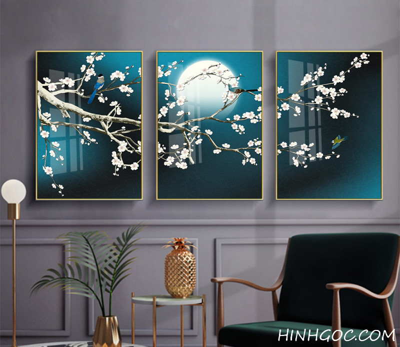 File tranh hoa và chim phong cách hiện đại - HG144