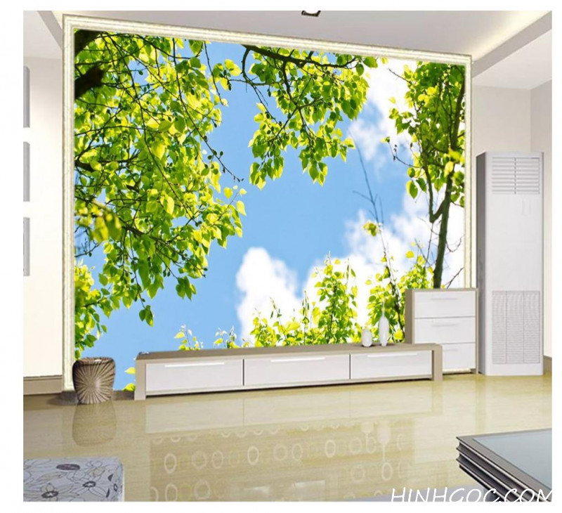File tranh bầu trời qua vòm cành lá xanh - DT001
