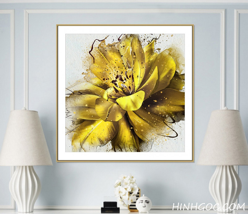 File tranh hoa hồng vàng vẽ tay - HG158