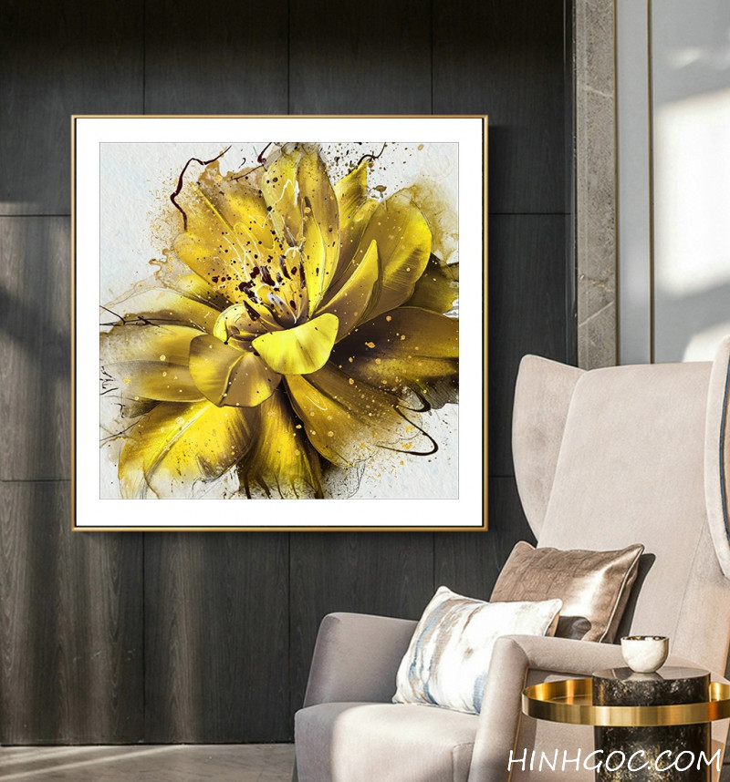 File tranh hoa hồng vàng vẽ tay - HG158