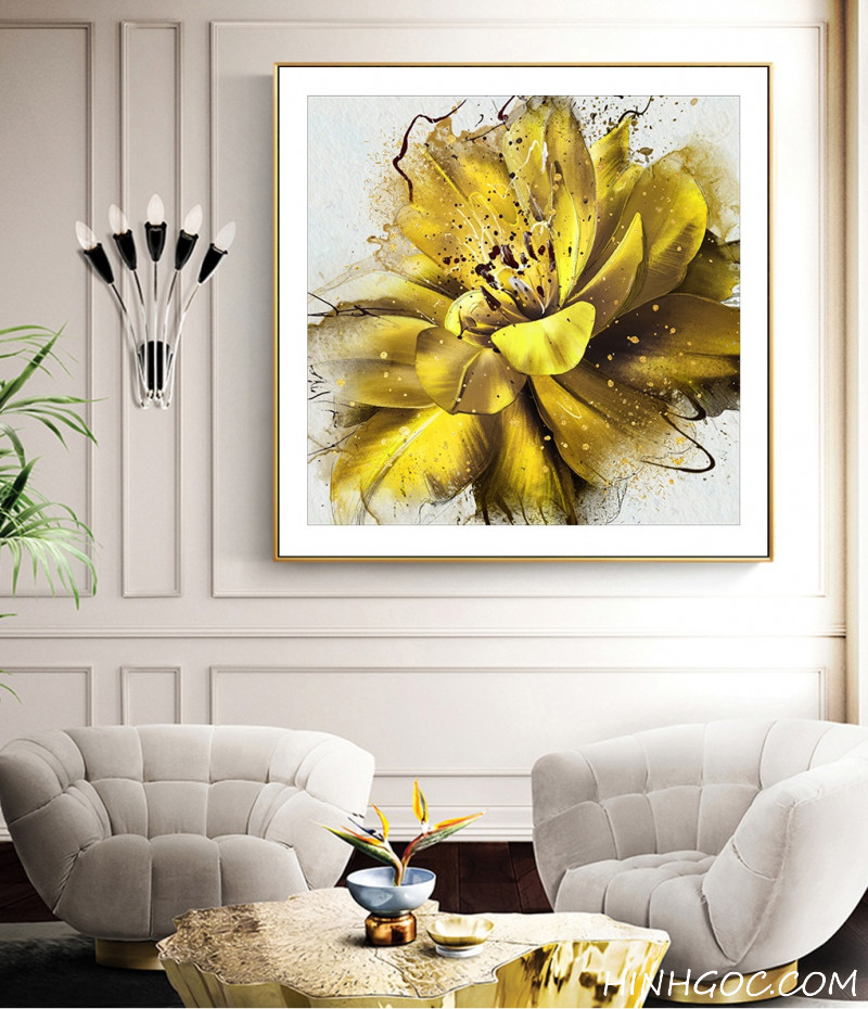 File tranh hoa hồng vàng vẽ tay - HG158