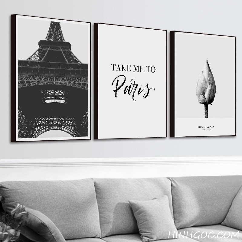 File tranh bộ 5 bức kết hợp Bắc Âu đen trắng - HG515