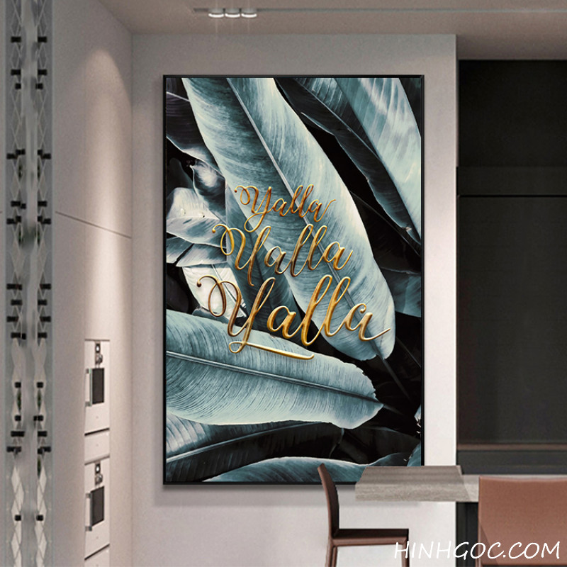 File tranh bộ 5 bức kết hợp hươu nai và lá nhiệt đới - HG5011