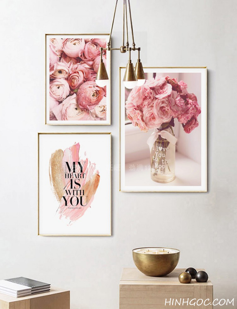 File tranh bộ 3 bức hoa hồng trang trí - HG3021