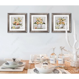 File tranh bộ 3 bức bình hoa vẽ tay - BH014