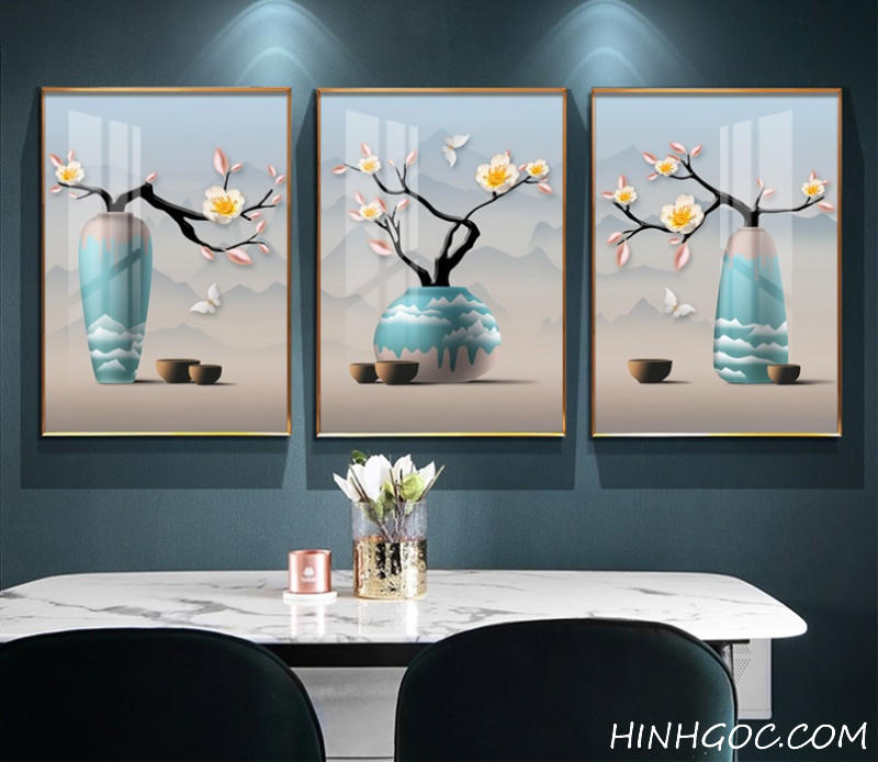 File tranh bình hoa sứ 3D - BH023