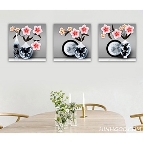 File tranh bộ 3 bình hoa trang trí - BH024