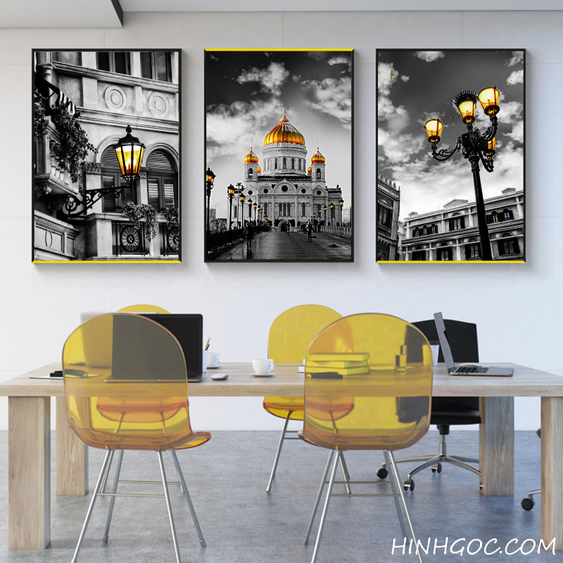 File tranh 3 bức kiến trúc Bắc Âu - HG3022