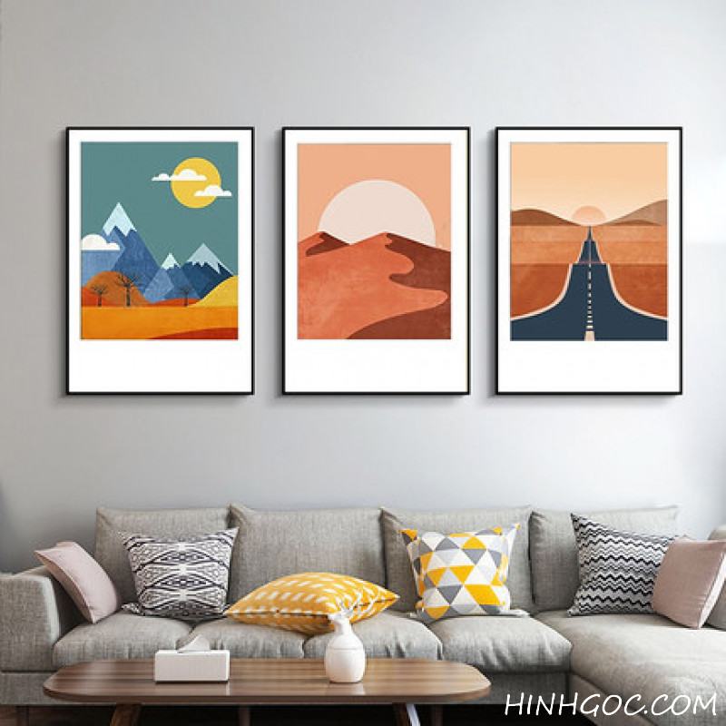 File tranh bộ kết hợp phong cảnh vẽ tay - HG405