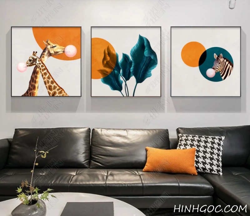 File tranh trang trí kết hợp động vật dễ thương - HG406