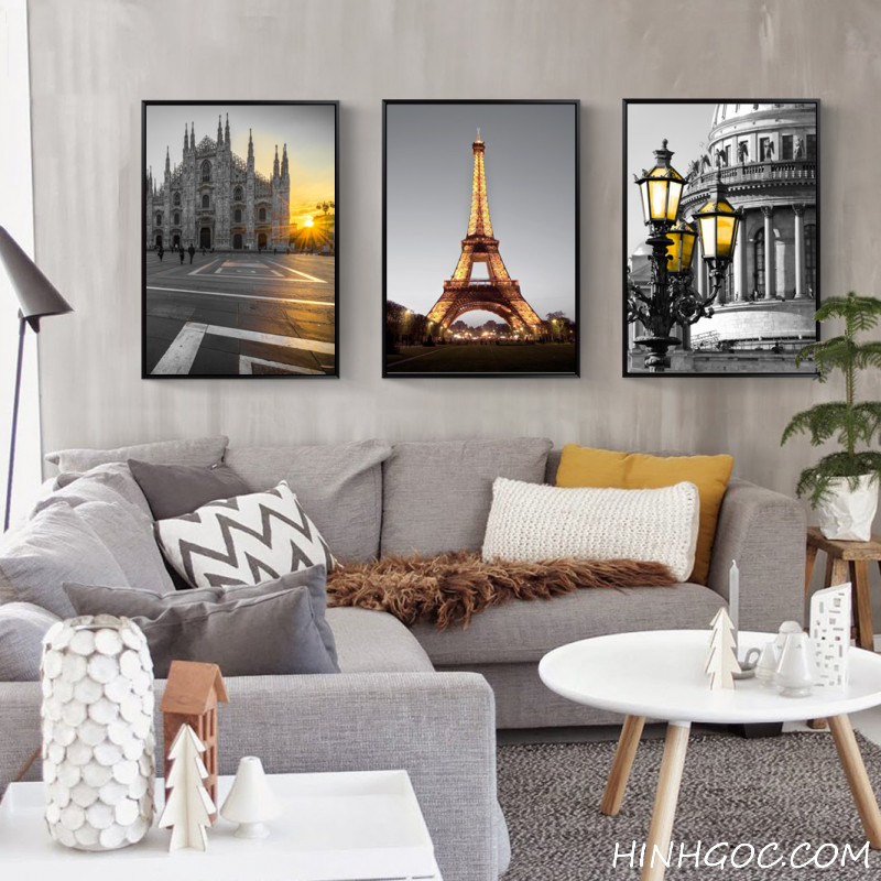 File tranh bộ 3 bức kiến trúc Bắc Âu - HG345