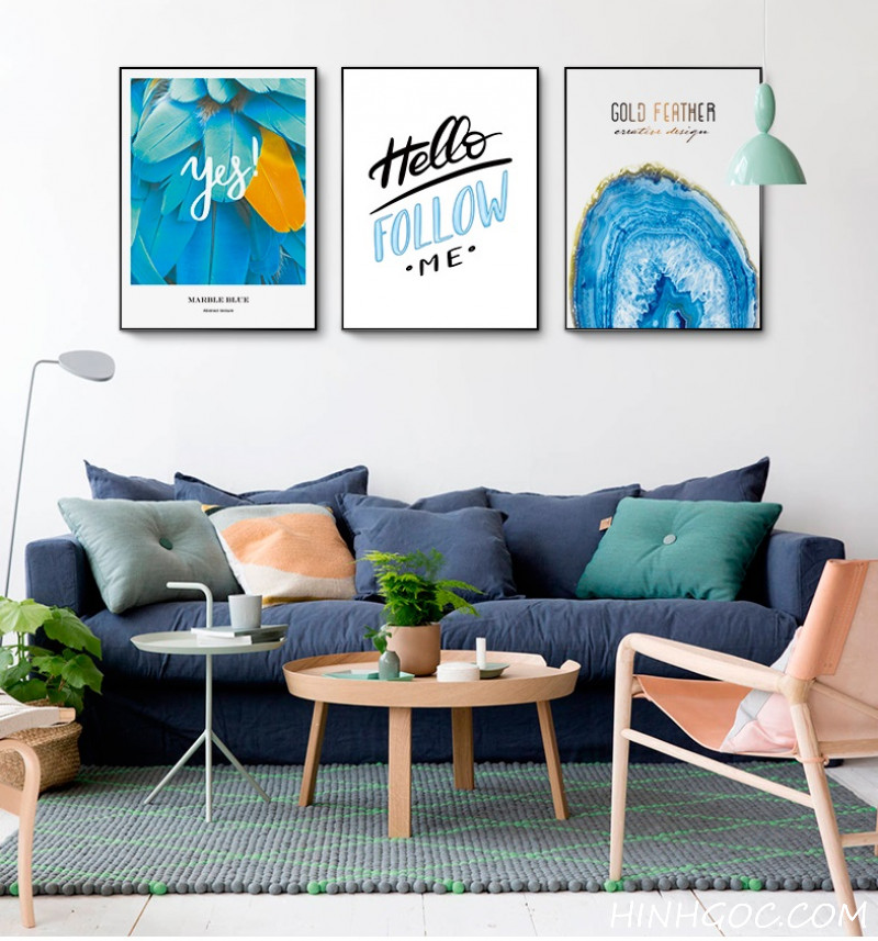 File tranh Bắc Âu trang trí màu xanh dương - HG3033