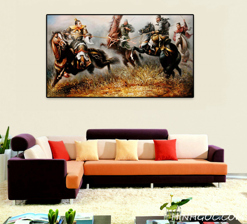 File tranh sơn dầu tam anh chiến Lữ Bố - F105