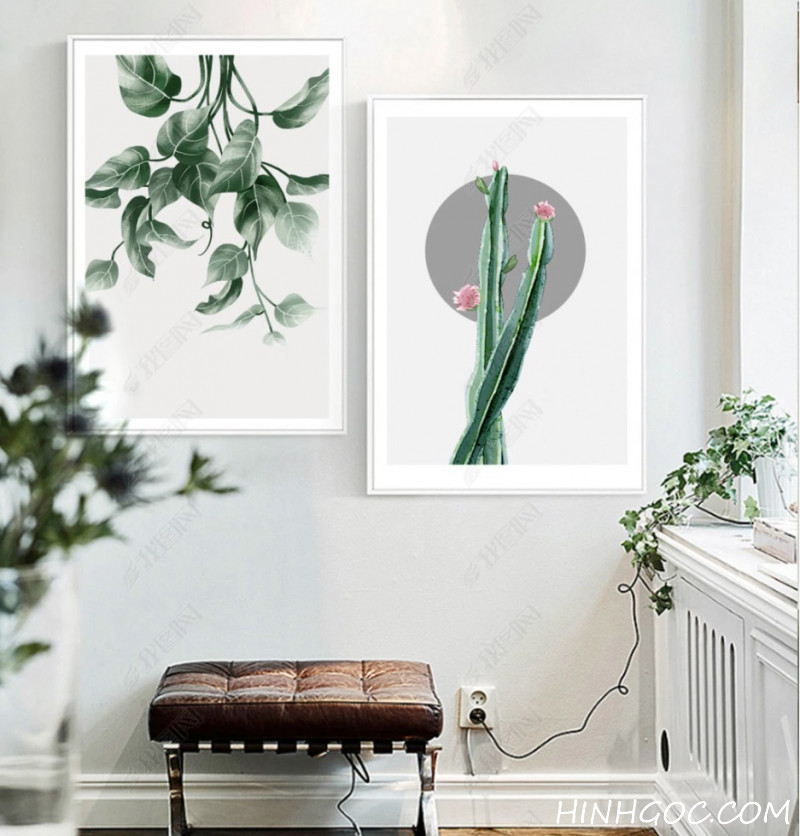 File tranh bộ 6 bức kết hợp thực vật nhiệt đới - HG600
