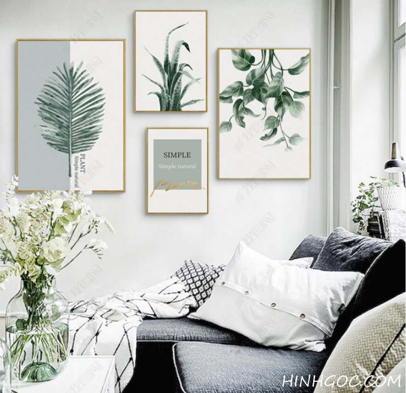 File tranh bộ 6 bức kết hợp thực vật nhiệt đới - HG600