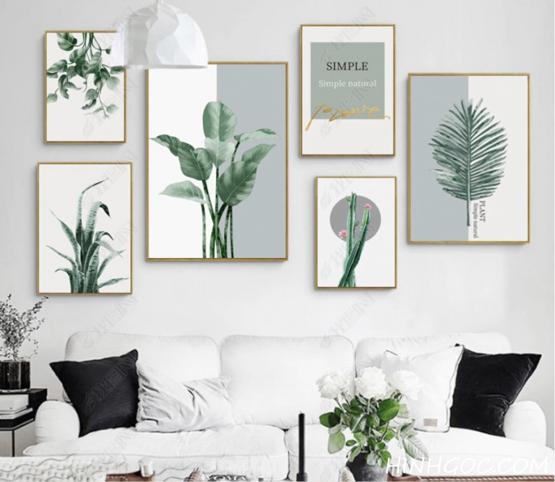 File tranh bộ 6 bức kết hợp thực vật nhiệt đới - HG600