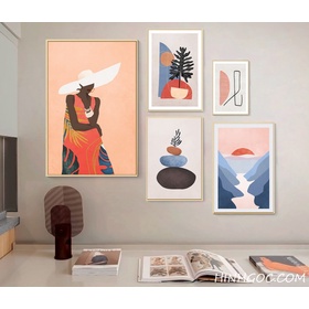 File tranh vẽ tay tối giản hình tượng Nhiệt đới Bắc Âu kết hợp - HG520