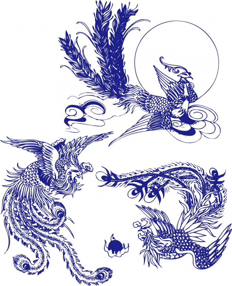 Free download 52 file vector mẫu hoa văn sứ trắng xanh truyền thống - F109