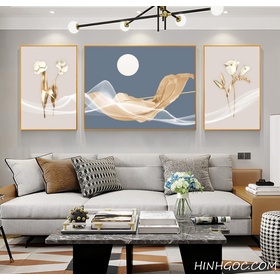 File tranh trừu tượng hình học và hoa vẽ tay hiện đại - HG354