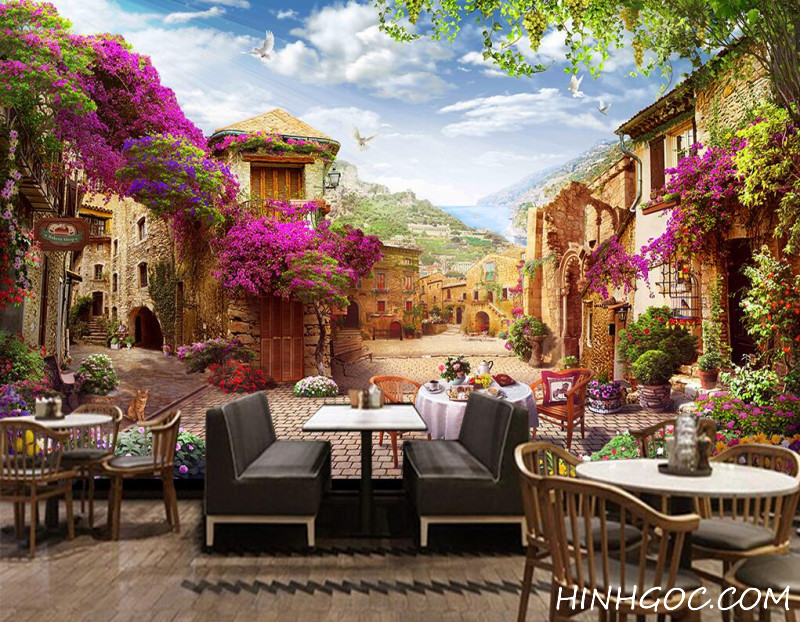 File tranh tường phong cảnh Địa Trung Hải cổ điển - DT006