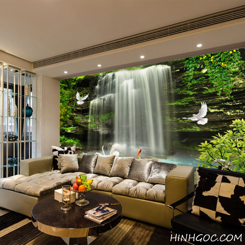 File tranh tường phong cảnh thác nước thiên nga - DT012