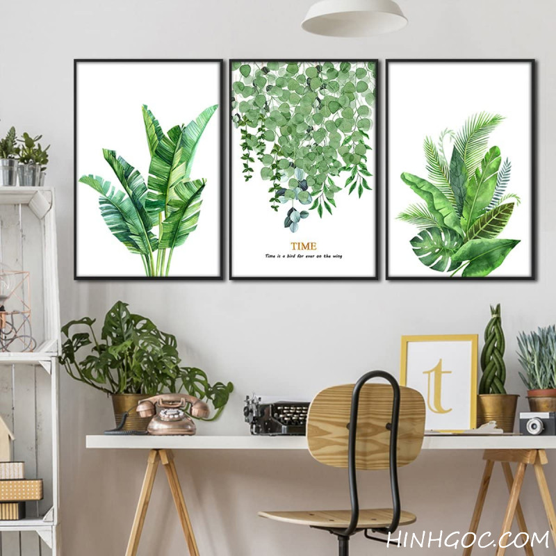 File tranh bộ 3 lá xanh Bắc Âu nghệ thuật - OP17823997