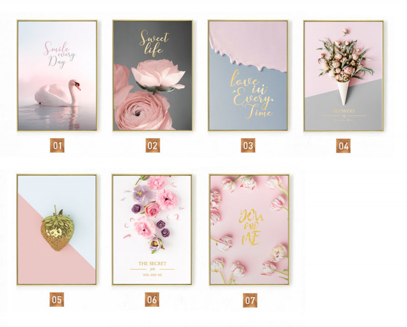 File tranh bộ 5 hoa hồng Bắc Âu nghệ thuật HG5013