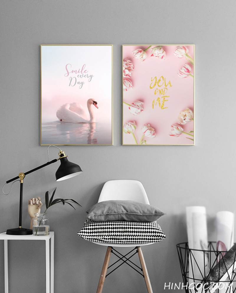 File tranh bộ 5 hoa hồng Bắc Âu nghệ thuật HG5013