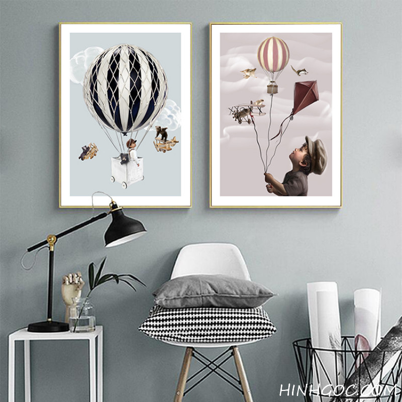 File tranh khinh khí cầu phong cách Bắc Âu - HG2003