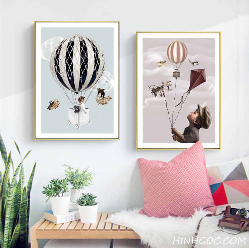 File tranh khinh khí cầu phong cách Bắc Âu - HG2003