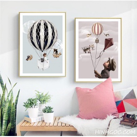 File tranh khinh khí cầu phong cách Bắc Âu - HG2003