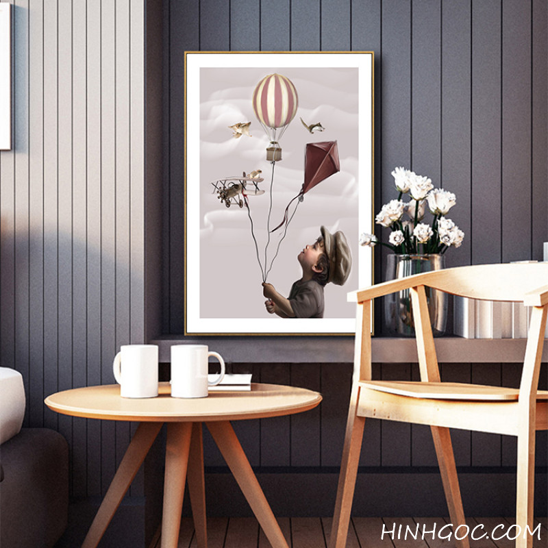 File tranh khinh khí cầu phong cách Bắc Âu - HG2003