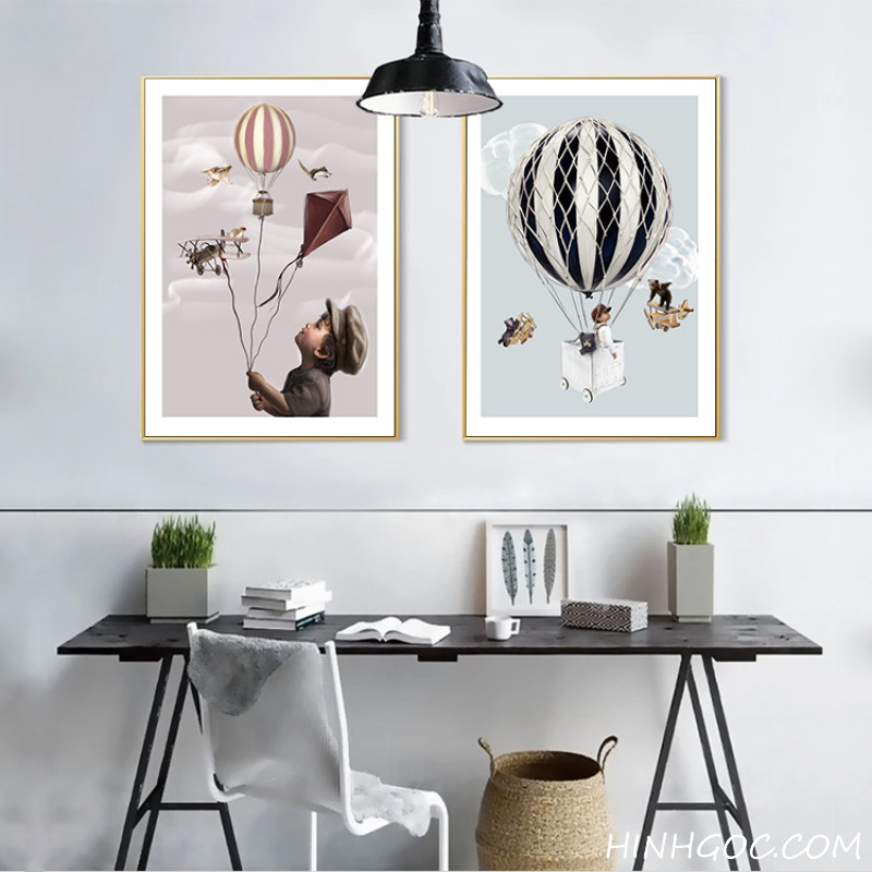 File tranh khinh khí cầu phong cách Bắc Âu - HG2003
