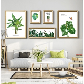 File tranh bộ 5 bức lá cây nhiệt đới - OP17120329