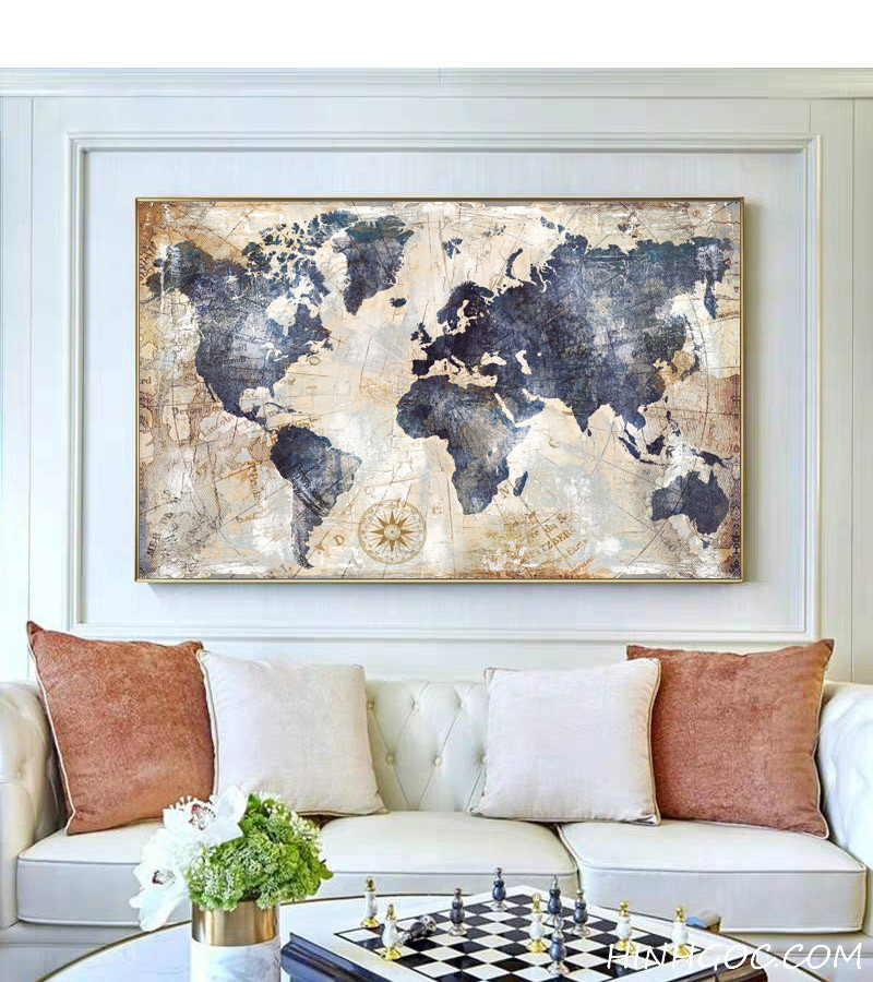 File tranh bản đồ thế giới phong cách cổ điển - OP16738508