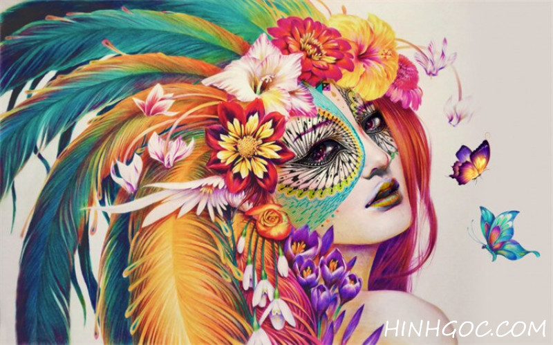 File tranh chân dung nghệ thuật cô gái Ấn Độ - DT016