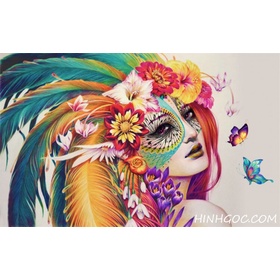 File tranh chân dung nghệ thuật cô gái Ấn Độ - DT016