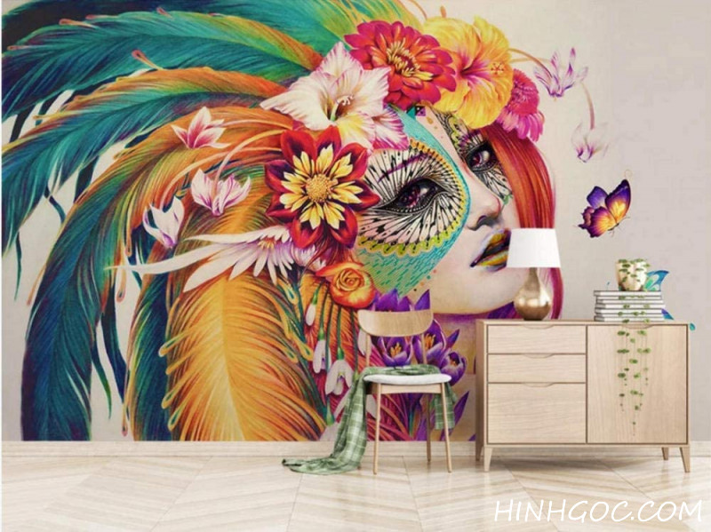 File tranh chân dung nghệ thuật cô gái Ấn Độ - DT016