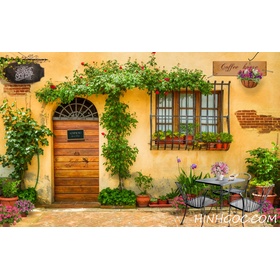 File tranh tường nền 3D trang trí quán cà phê - DT017