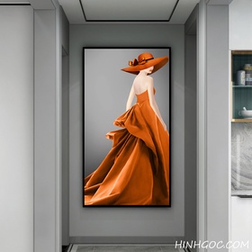 File tranh chân dung vẽ tay thời trang màu cam - OP23909511