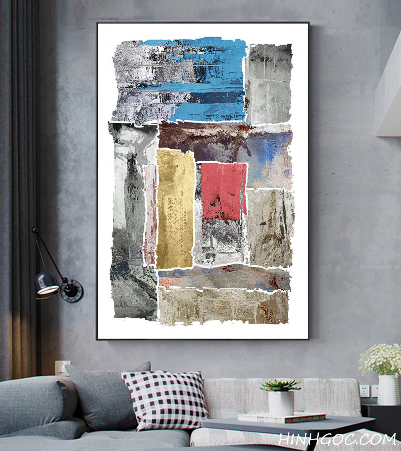 File tranh trừu tượng hình khối màu nước vẽ tay - OP23483011