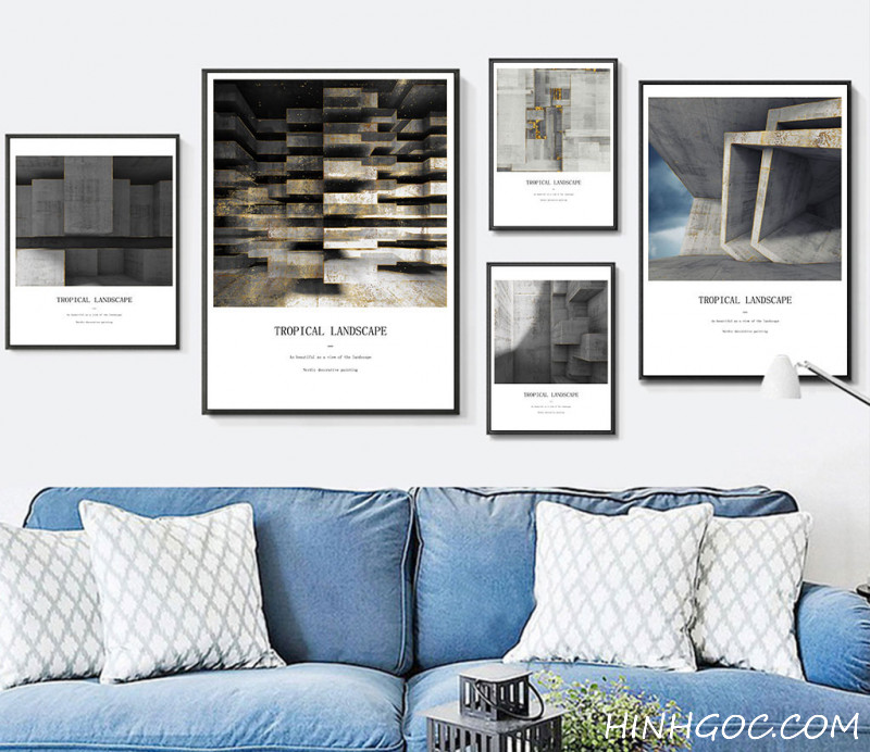 File tranh bộ 5 bức kết hợp trừu tượng Bắc Âu - OP18810271