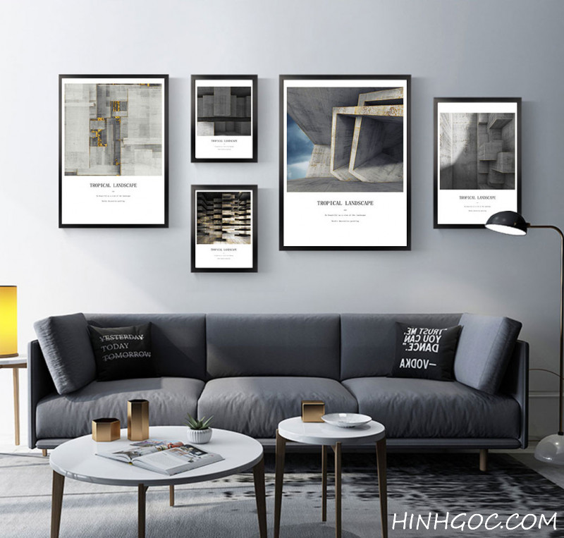 File tranh bộ 5 bức kết hợp trừu tượng Bắc Âu - OP18810271