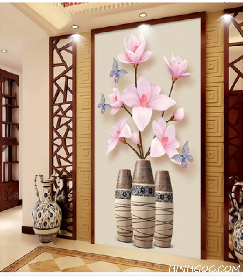 File tranh bình hoa mộc lan sứ - SW1258003