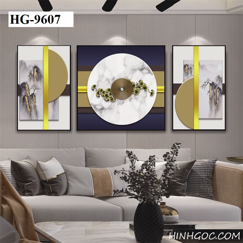 File tranh sơn thủy kết hợp hình học trừu tượng - HG-9607