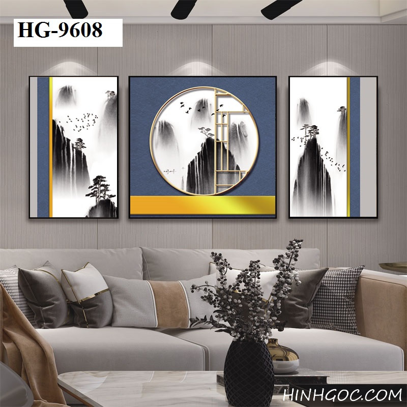 File tranh sơn thủy kết hợp hình học trừu tượng - HG-9608