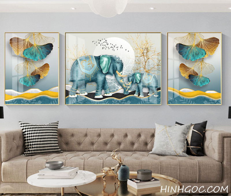 File tranh voi lá bạch quả kết hợp - HQ-010